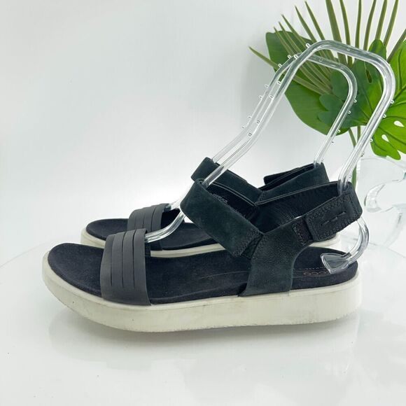 Ecco Women's Flowt Sandal Size 42 11 Strappy Wedge Platform BlackLeather - Picture 2 of 12
